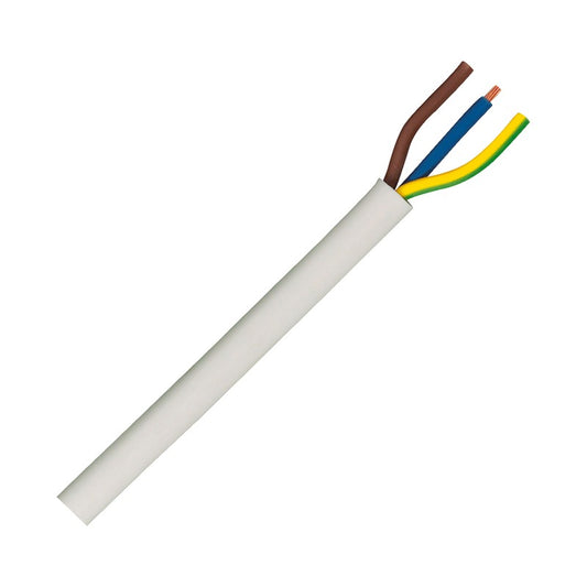 1.5mm 3 Core White Power Cable P/m