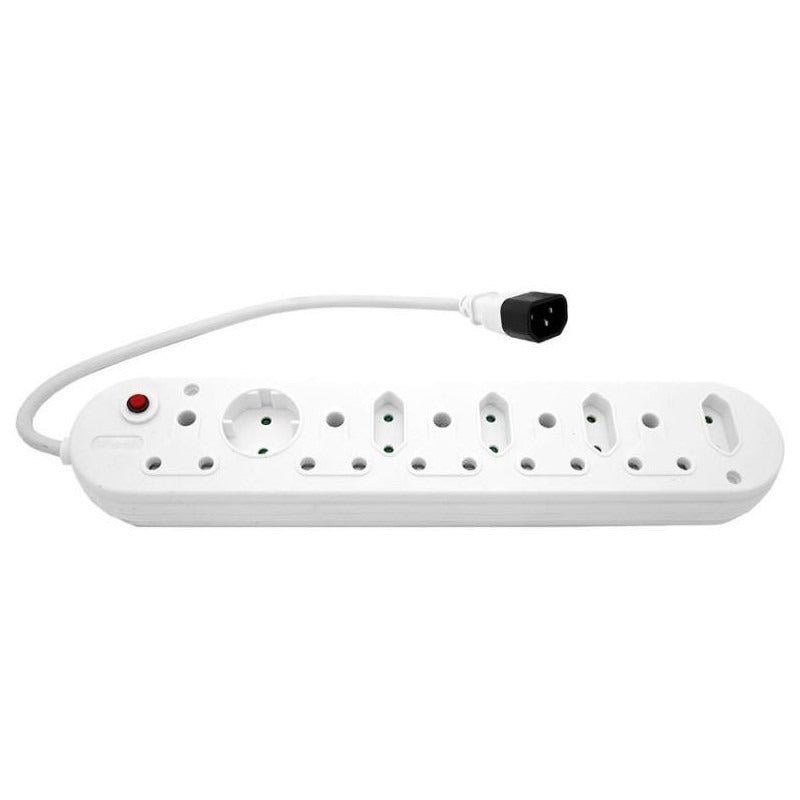 10-port M C14 Plug,5x15a, 1xshuko, 4x Euro White