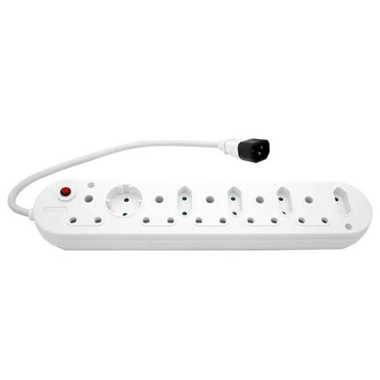 10-port M C14 Plug,5x15a, 1xshuko, 4x Euro White