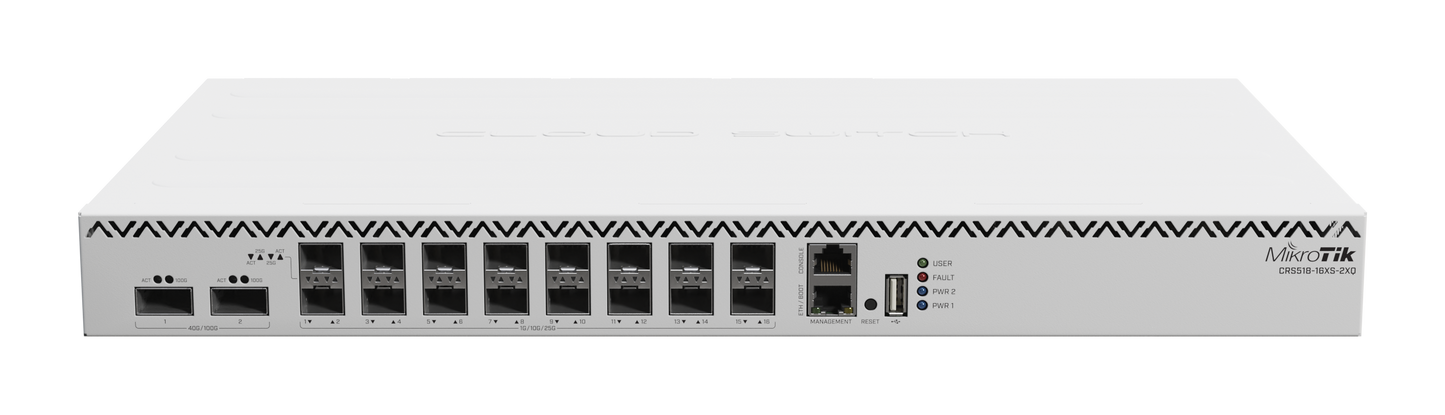 MikroTik Cloud Router Switch 16 Port SFP28 2 QSFP28 | MT-RBCRS518-16XS-2XQ-RM