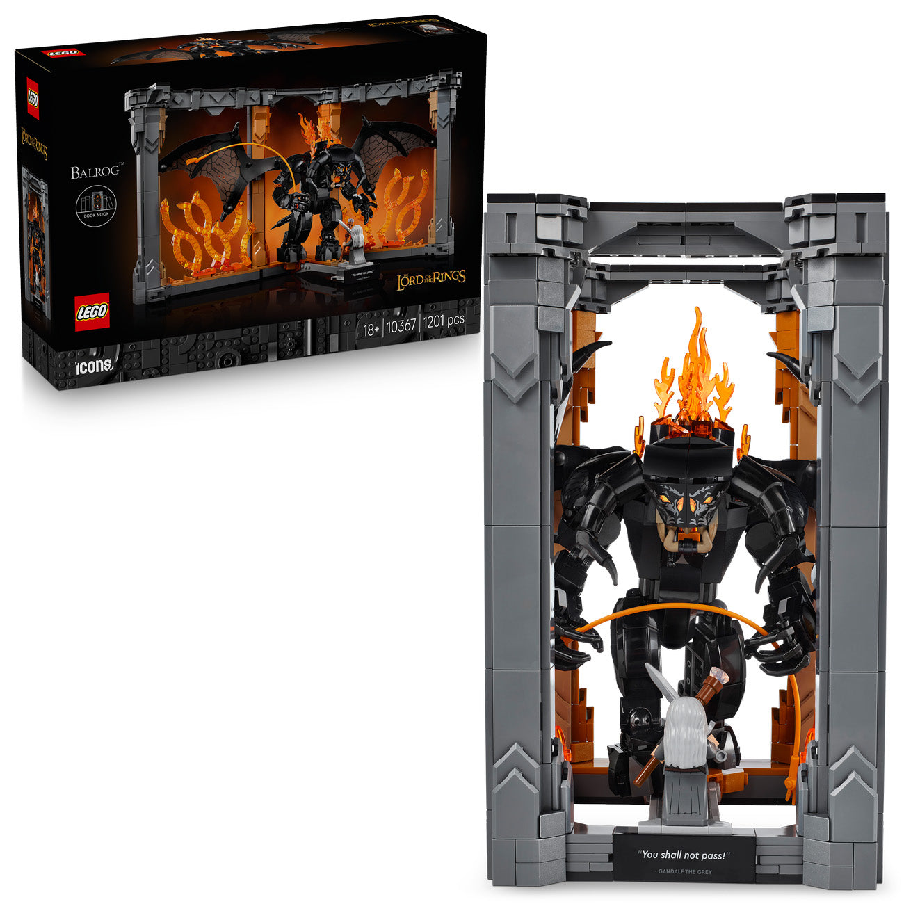 LEGO® Icons The Lord of the Rings: Balrog™ Book Nook Bookshelf Decor Kit 10367
