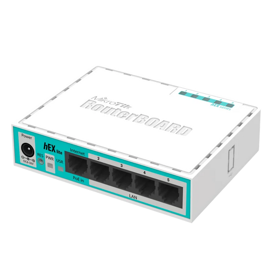 MikroTik hEX Lite - Desktop Router with 5x 10/100 Ports - ViBE COMPATIBLE (ViBE Base License not included)