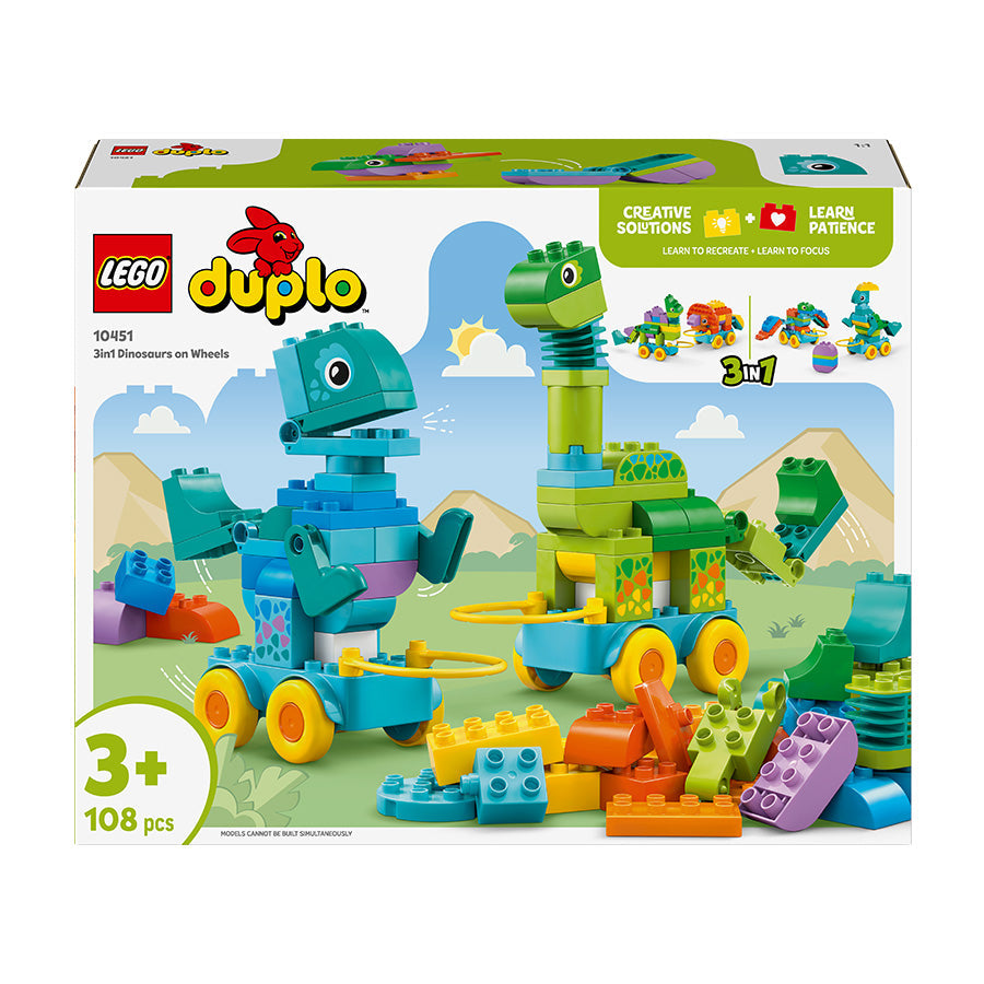 LEGO® DUPLO® Town 3in1 Dinosaurs on Wheels Learn-Through-Play Toddler Toy 10451