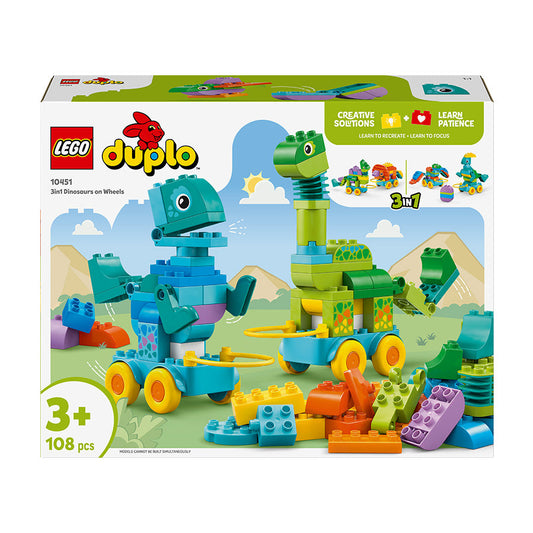 LEGO® DUPLO® Town 3in1 Dinosaurs on Wheels Learn-Through-Play Toddler Toy 10451