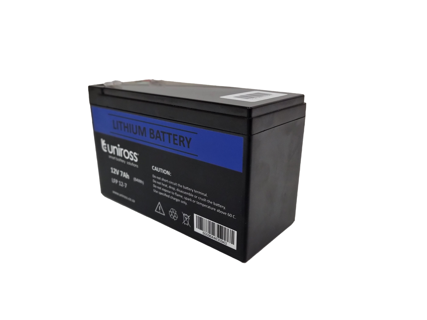 Uniross 12.8V 7Ah (89.6Wh) LiFEPO4 Battery | UR-BAT-LiFePO4-12-7