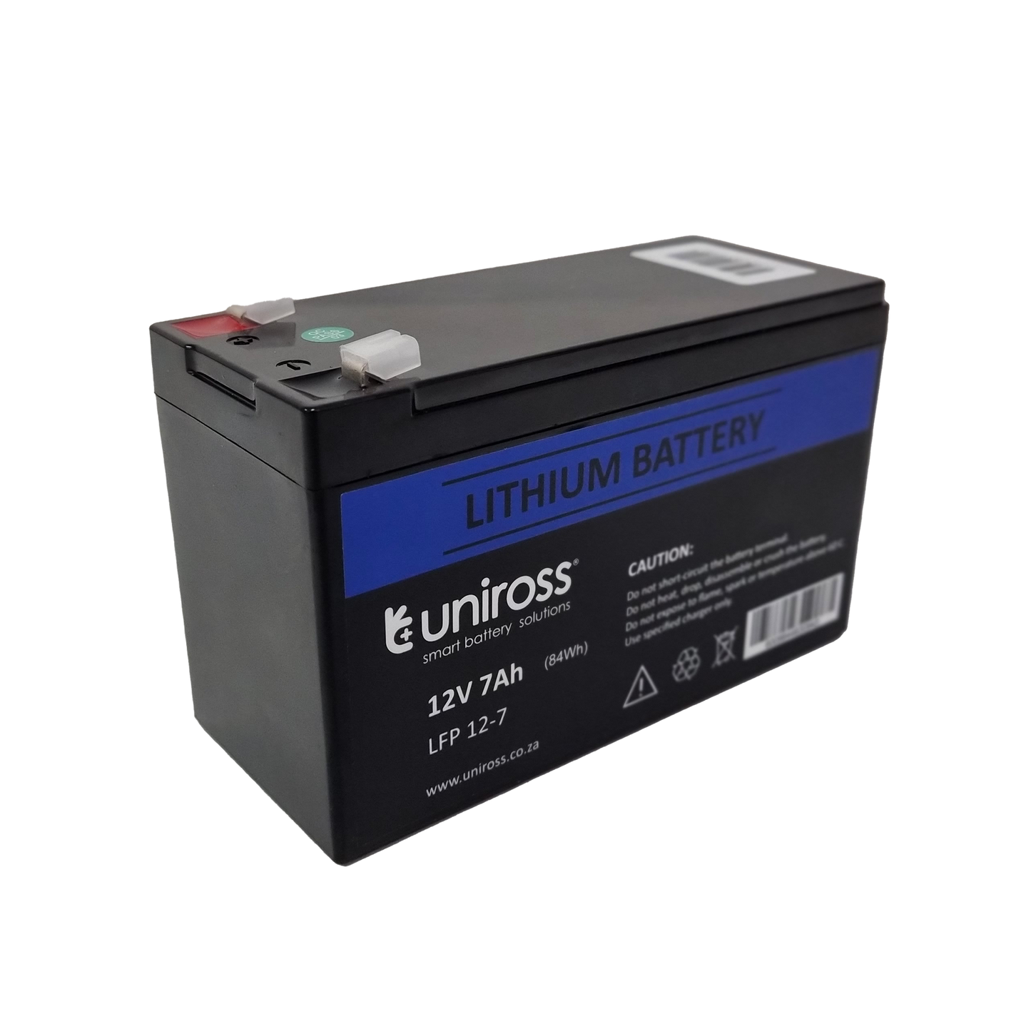 Uniross 12.8V 7Ah (89.6Wh) LiFEPO4 Battery | UR-BAT-LiFePO4-12-7