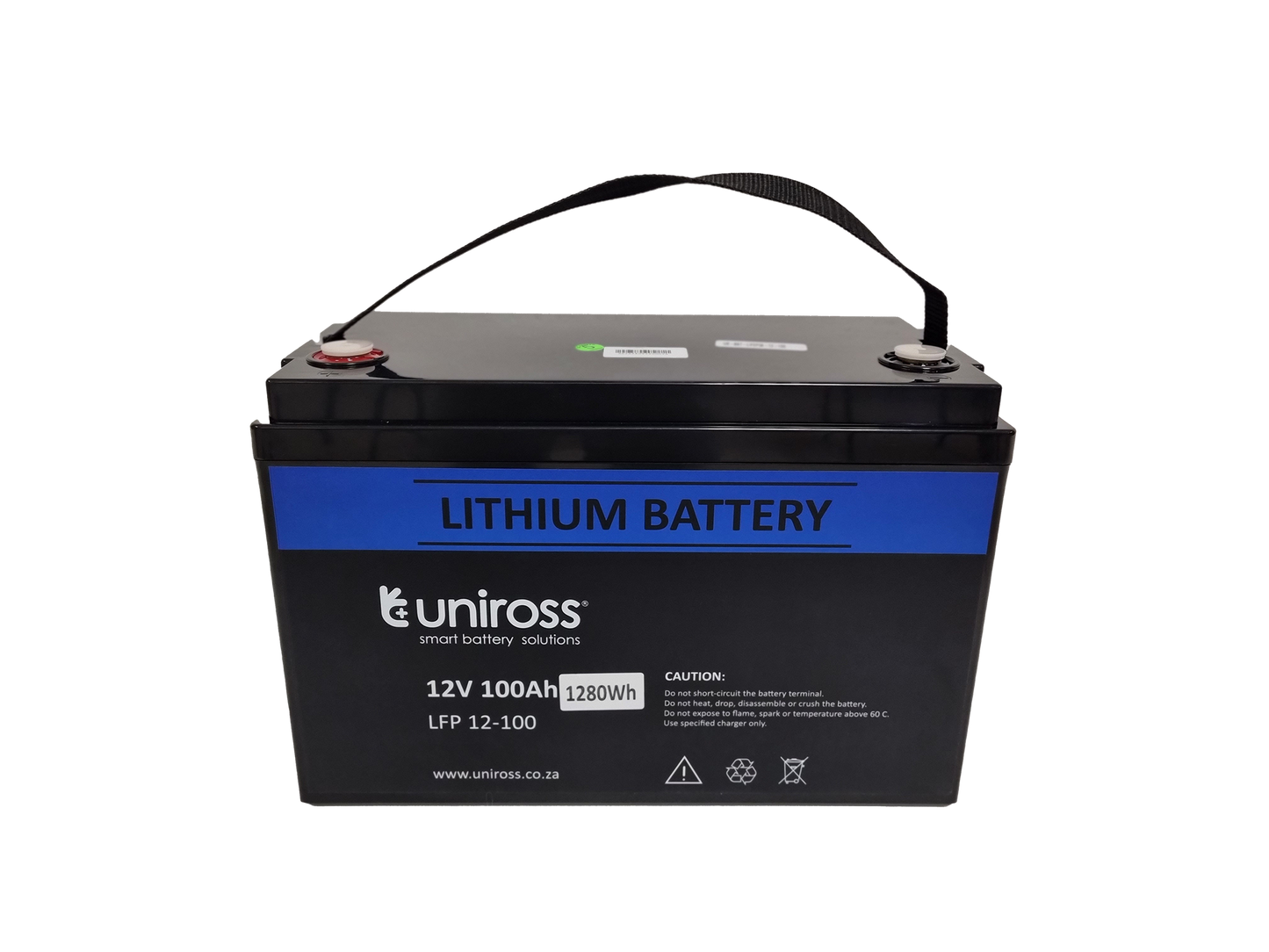 Uniross 12.8V 100Ah (1.28kWh) LiFEPO4 Battery | UR-BAT-LiFePO4-12-100