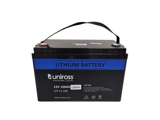 Uniross 12.8V 100Ah (1.28kWh) LiFEPO4 Battery | UR-BAT-LiFePO4-12-100