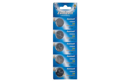 Battery CR2032, Lithium - 3V coin type, suitable for DSC slim wireless door contact , 20mm (D) x 3.2mm (H)- 5 pack