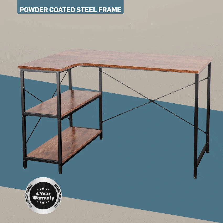 Everfurn Anthony L-Shaped Corner Work Desk - Steel Frame - Guards On Duty Shop & Security Guards