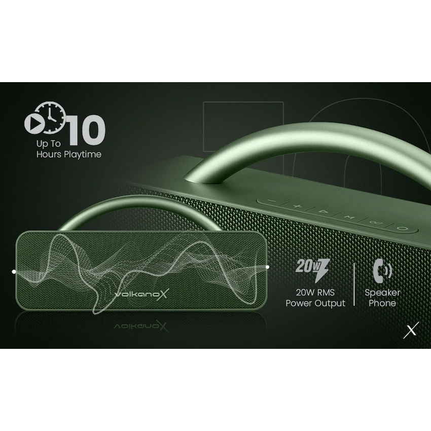 VolkanoX VXS200 Portable Bluetooth Speaker - Green