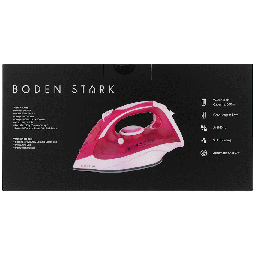 Boden Stark 2600W Ceramic Steam Iron - Pink