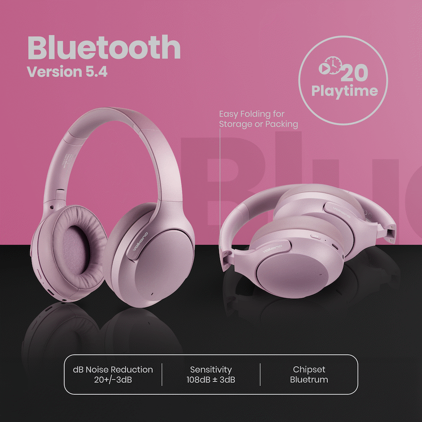 Volkano Odyssey ANC Bluetooth Wireless Headphone - Rose Gold