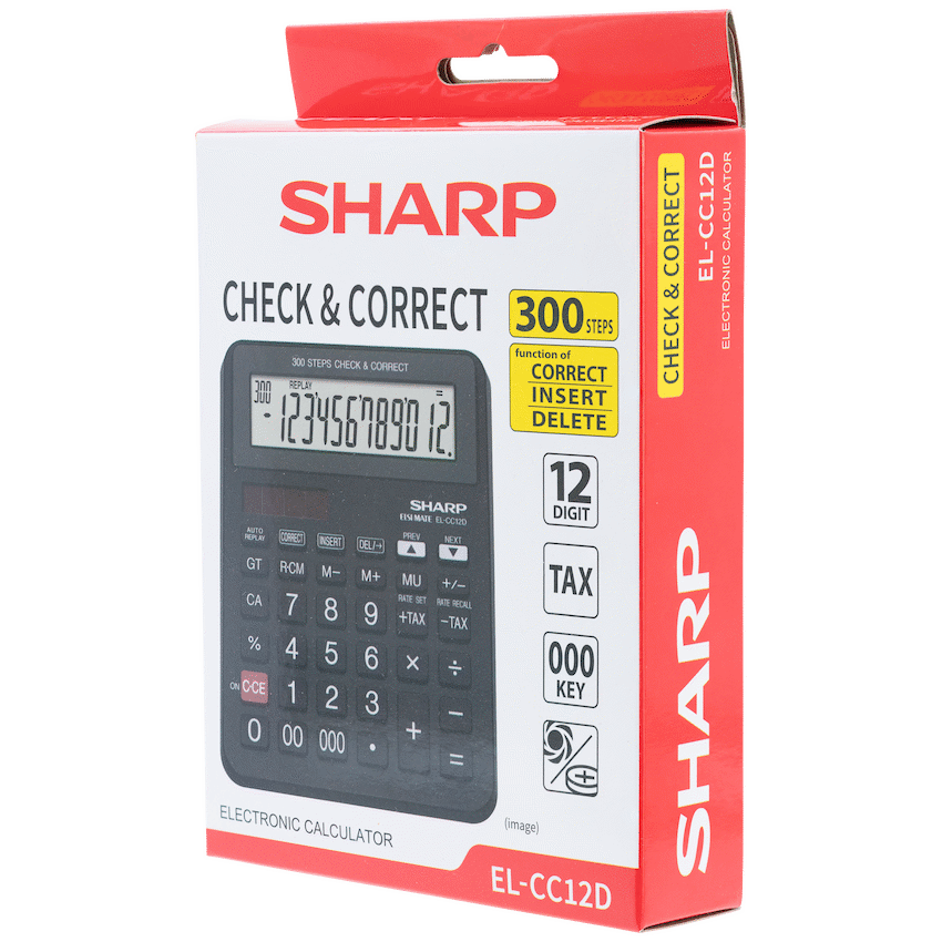 Sharp EL-CC12D Desk Calculator - CheckCorrect Tax - Guards On Duty Shop & Security Guards
