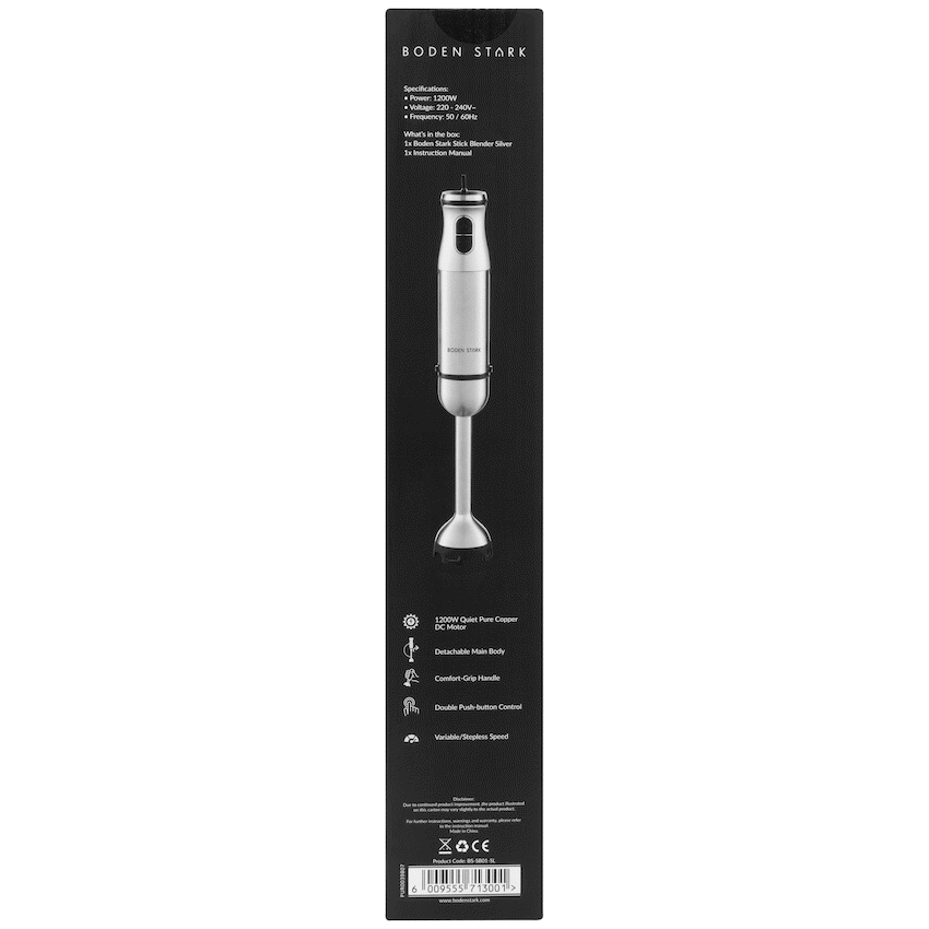 Boden Stark Stick Blender Silver - Guards On Duty Shop & Security Guards