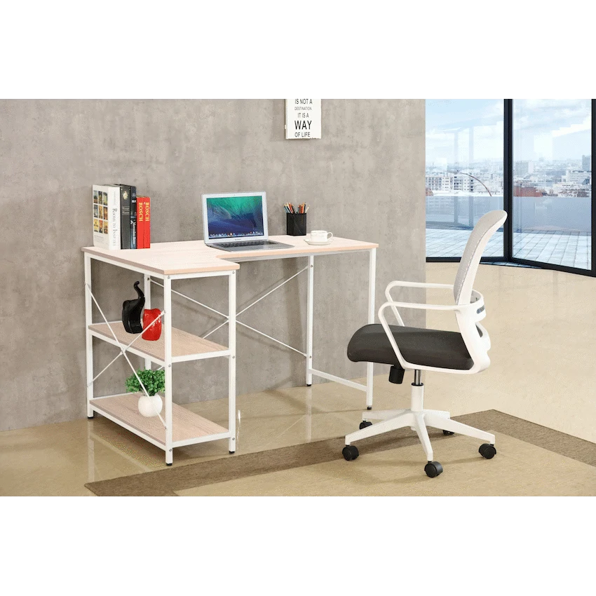 Everfurn Anthony Work Desk - Light Oak and White Frame - Guards On Duty Shop & Security Guards