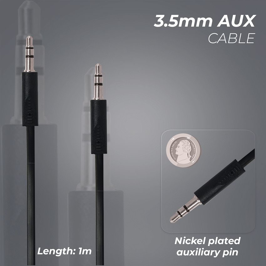 Bounce Cord Series AUX Cable - Black - Guards On Duty Shop & Security Guards