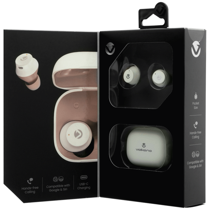 Volkano Taurus Series 2.0 True Wireless Earphones - White