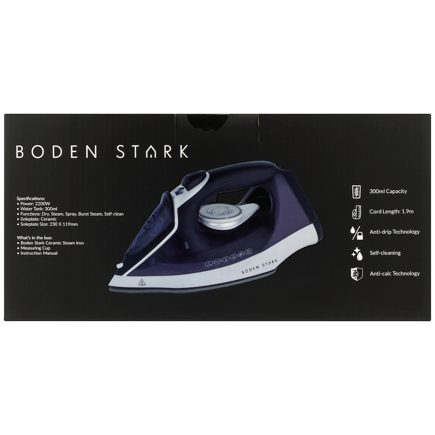 Boden Stark Ceramic Steam Iron - Purple - Guards On Duty Shop & Security Guards