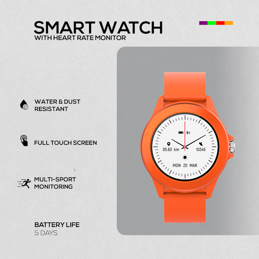 Volkano Splash Series Round Smartwatch - Orange
