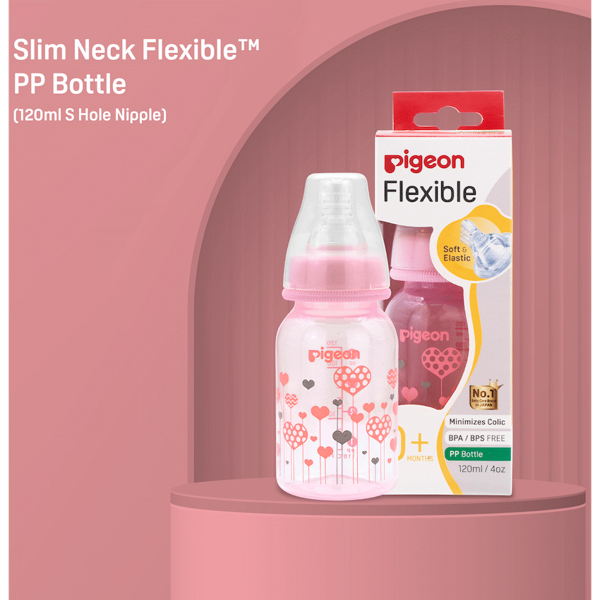 Pigeon Flexible Bottle STD Neck - Pink - 120ml