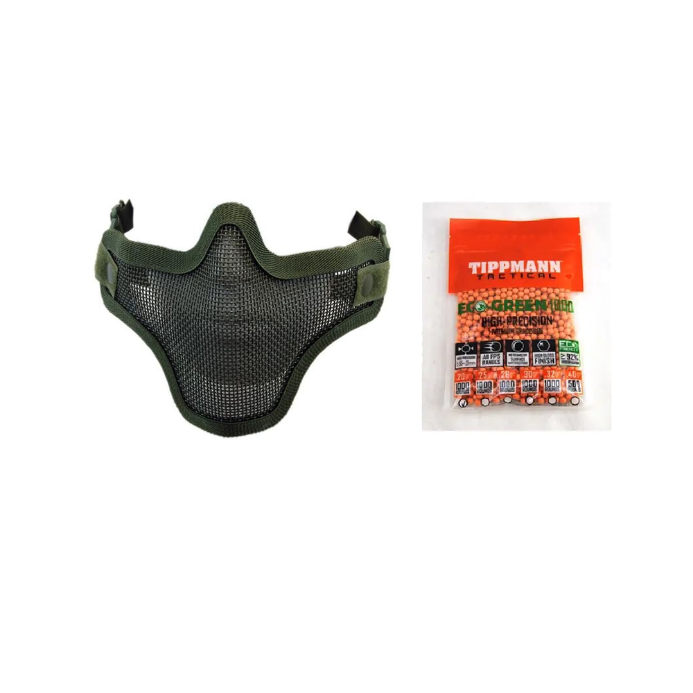 NUPROL Mesh Lower Face Shield V1-Green 6021 with BBs Combo