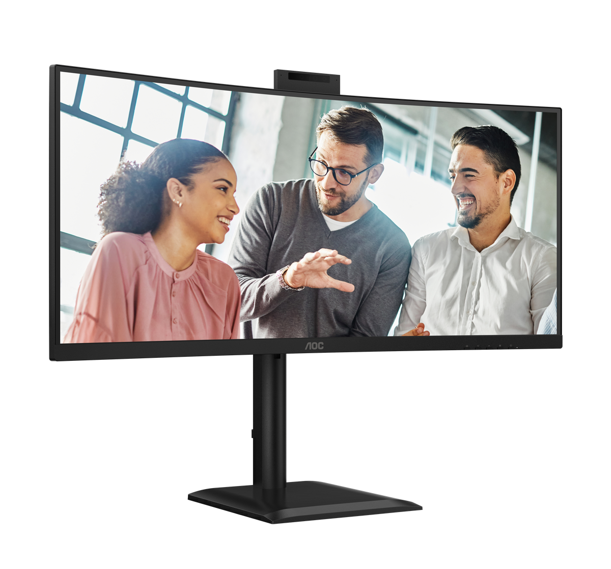 AOC CU34E4CW Curved Monitor:34''W WQHD|VA;KVM|120Hz|HDR10; SPK;HAS|1H1DP2USB-C(90W)|OTA/OTG; WebCam|3YR Warranty.
