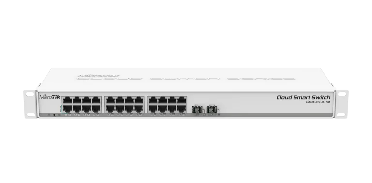 MikroTik Cloud Smart Switch CSS326-24G-2S+RM, 24x Gb Ethernet ports, 2x SFP+ cages, SwOS, 1U rackmount case