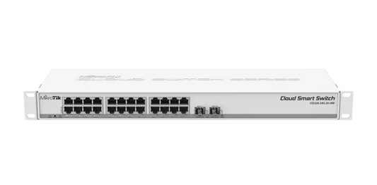 MikroTik Cloud Smart Switch CSS326-24G-2S+RM, 24x Gb Ethernet ports, 2x SFP+ cages, SwOS, 1U rackmount case