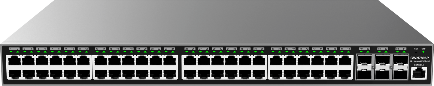 Grandstream Enterprise L2 48 port Managed GbE PoE+ Switch 400W | GWN7806P