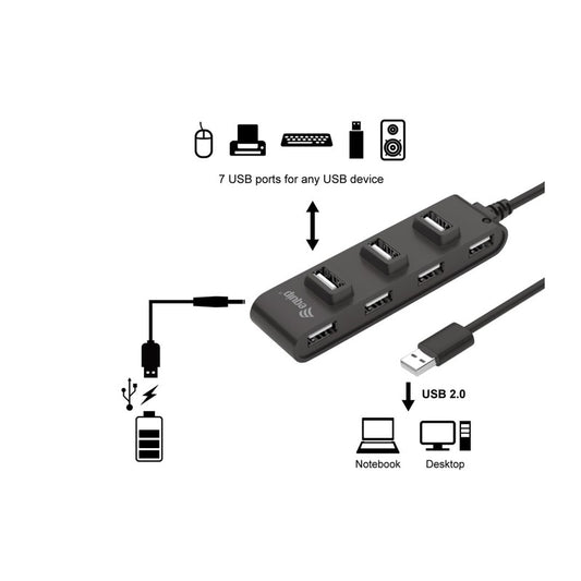 EQUIP HUB, 7-PORT USB 2.0 TO USB A HUB