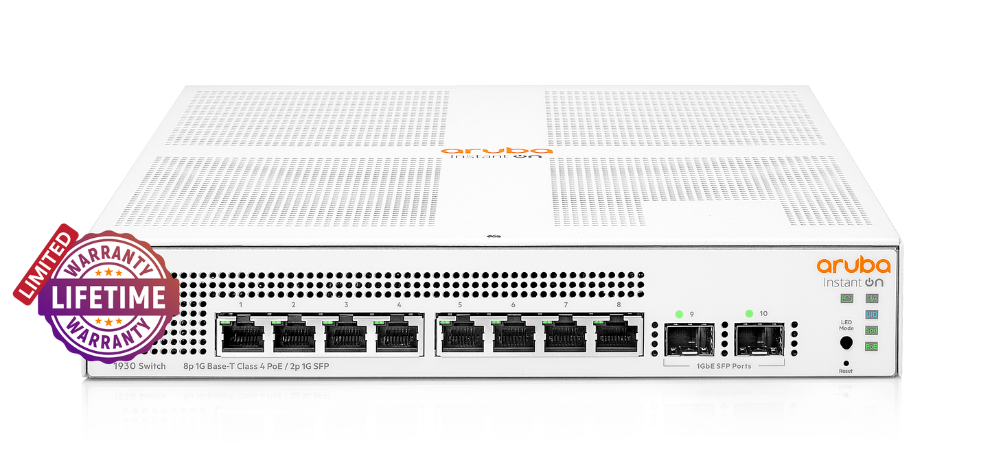 HPE Networking Instant On 1930 2SFP 8 Port 124W Switch | ARU-IO-SW19308G-124W