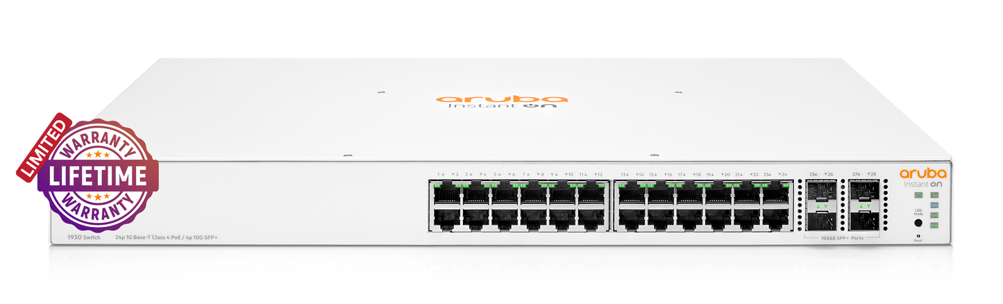 HPE Networking Instant On 1930 4SFP + 24 Port 370W Switch | ARU-IO-SW193024G-370W