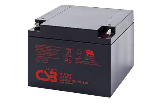 CSB 12Volt 26AH - sealed lead acid battery, deep cycle, maintenance-free, absorbent glass mat (AGM) technology