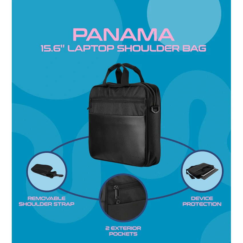Amplify Panama 15.6" Laptop Shoulder Bag - Black - Guards On Duty Shop & Security Guards