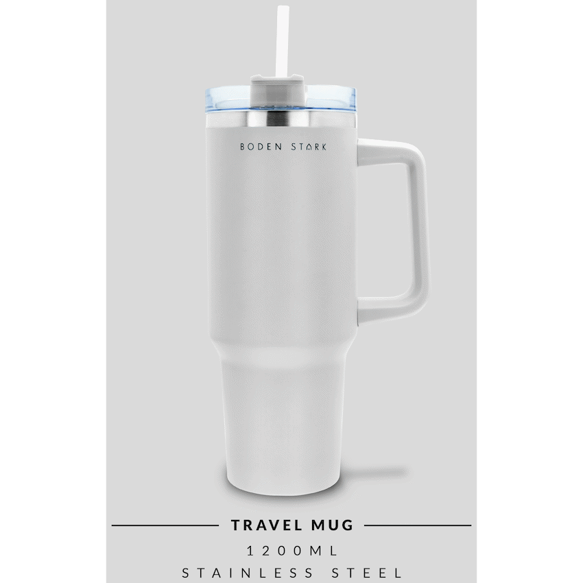 Boden Stark 1200ml Travel Mug - White - Guards On Duty Shop & Security Guards
