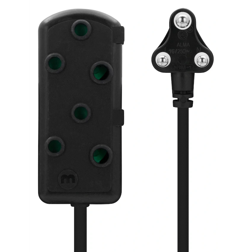 Ellies Side by Side Heavy Duty Extension Lead-5M-BK