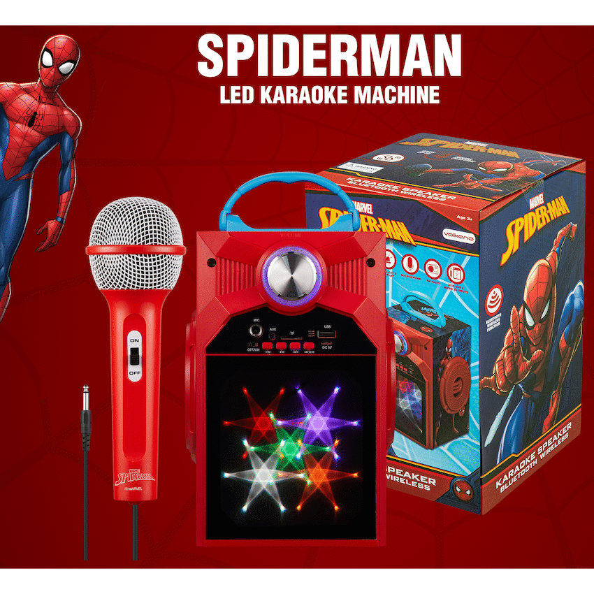 Marvel Spider-Man Galaxy LED Stars Karaoke Machine with Microphone