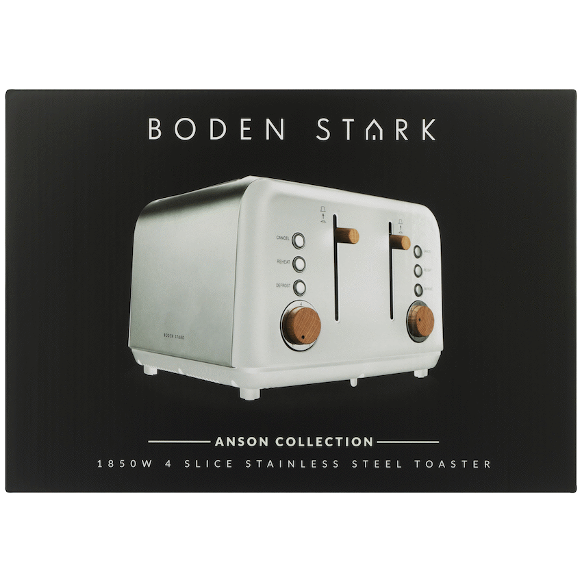 Boden Stark Anson Collection 4 Slice SS Toaster White - Guards On Duty Shop & Security Guards