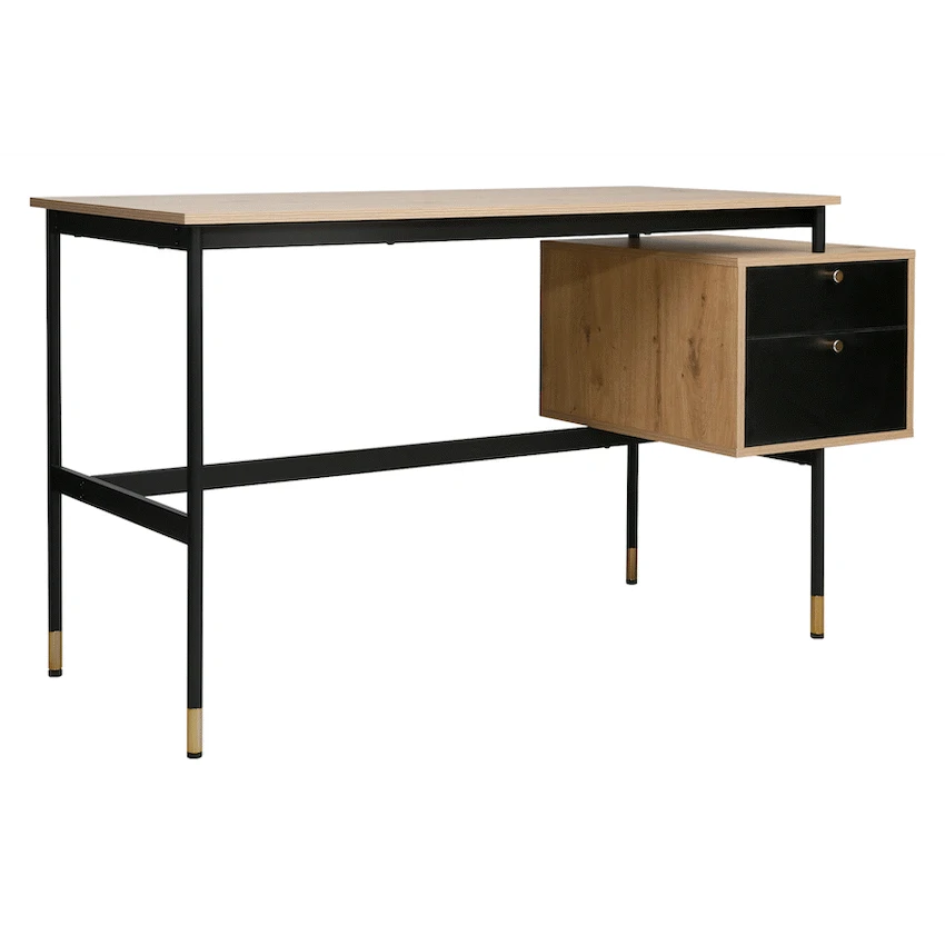 Everfurn Summit Desk with Two Drawers - Black