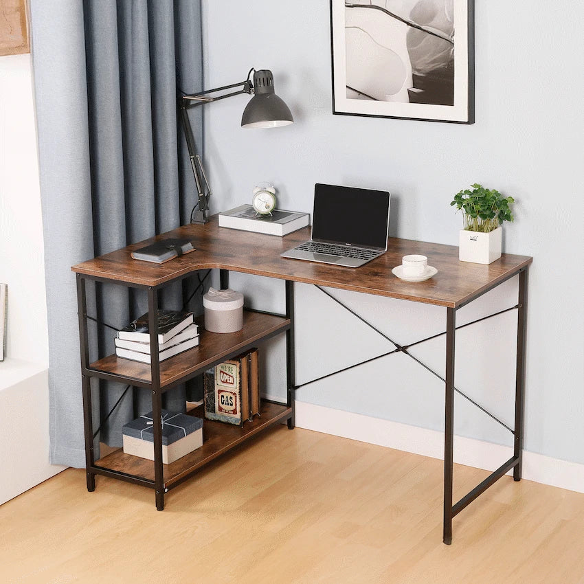 Everfurn Anthony L-Shaped Corner Work Desk - Steel Frame - Guards On Duty Shop & Security Guards