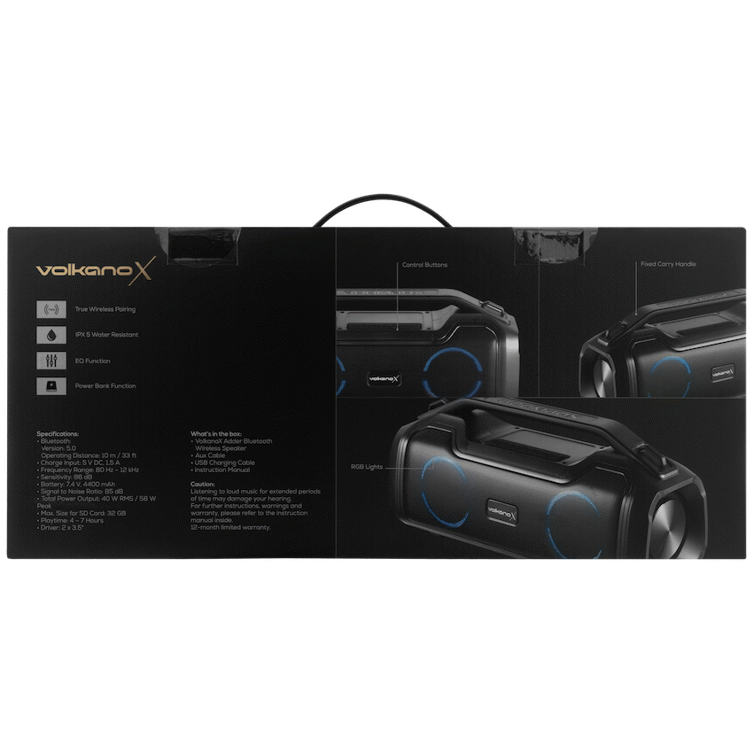 VolkanoX Adder Series Bluetooth Speaker - Black