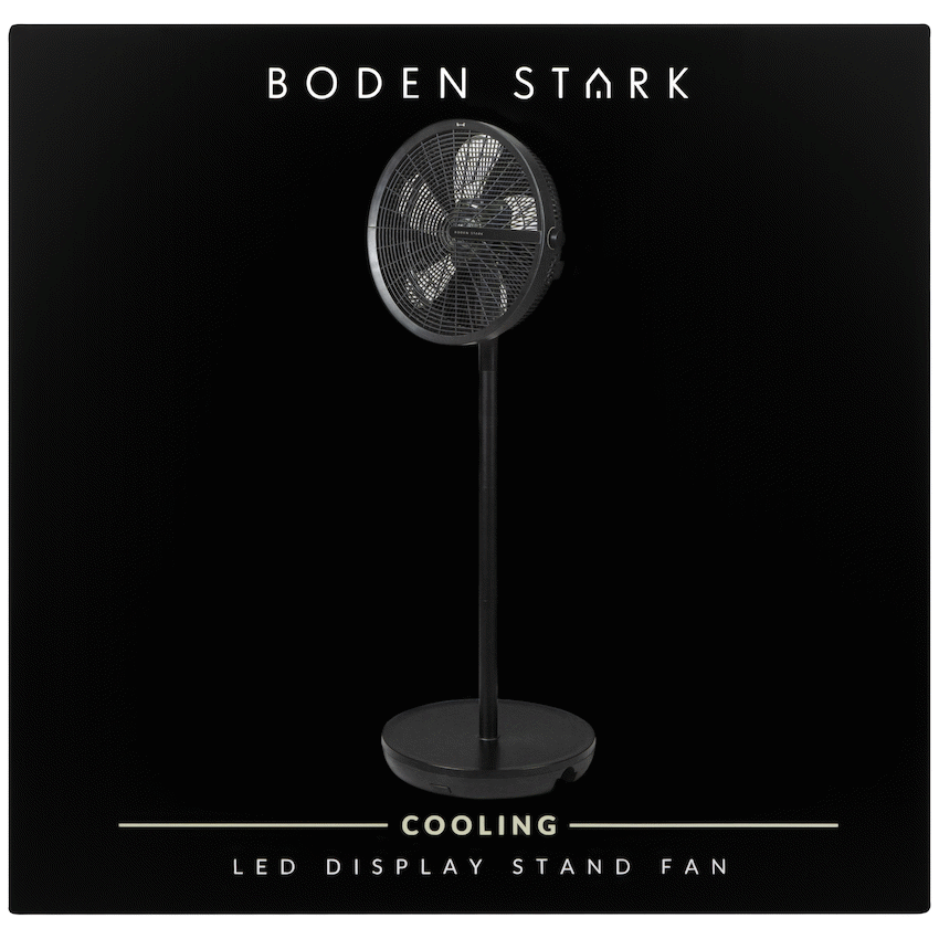 Boden Stark LED Display Stand Fan - Black