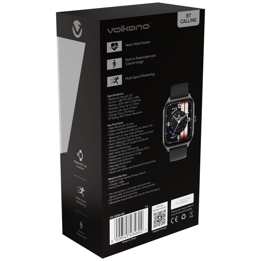 Volkano Life Series Smart Watches - Black
