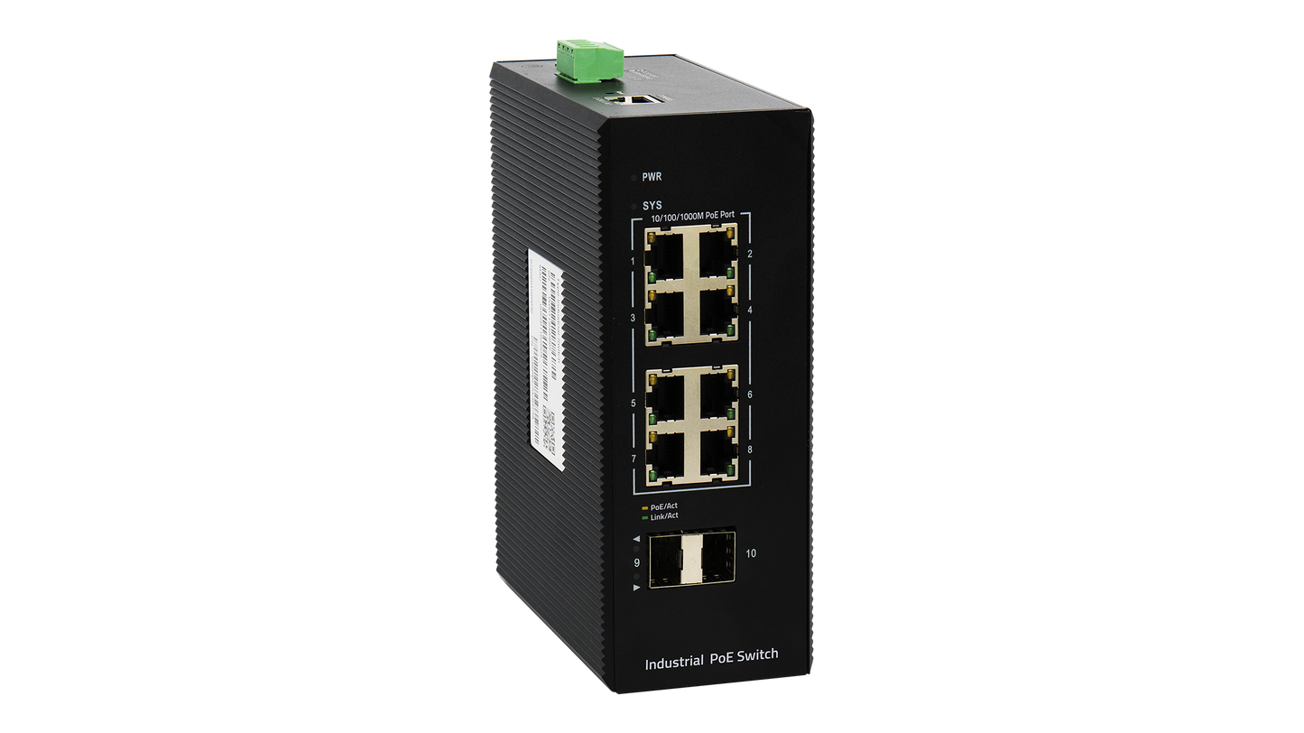 BDCOM 8 Port Gigabit Industrial PoE+ Switch With 2 SFP - Managed