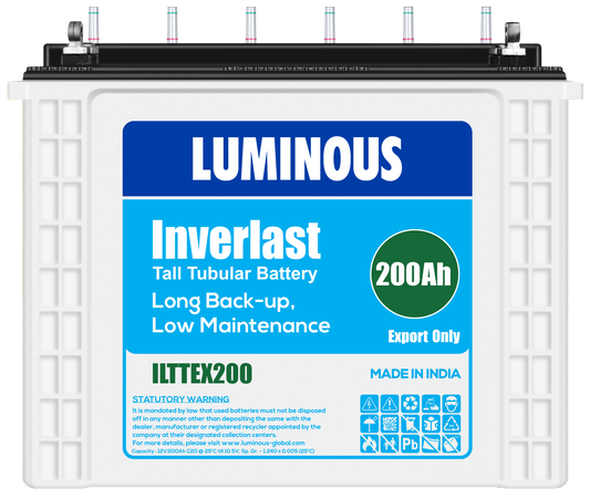 Luminous - Inverlast, 12V - 200Ah Tubular Battery