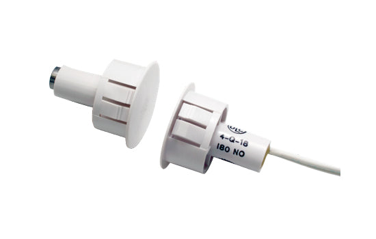 GRI 20mm Recessed Magnetic Contact - white 3/8" gap, ideal for use on metal doors and frames, N/C