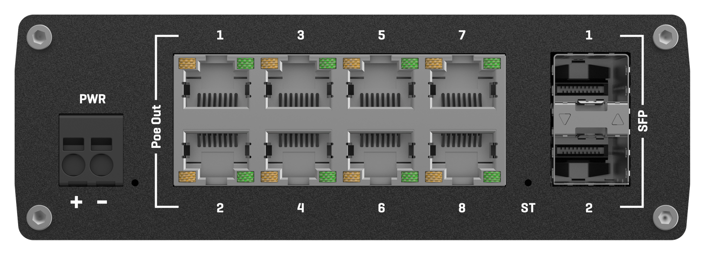 Teltonika 8-Port Industrial Managed PoE+ Switch | TSW202