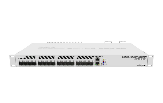 MikroTik Cloud Router Switch CRS317-1G-16S+RM, 1x Gb LAN, 16x SFP+ Cages, RouterOS L6 OR SwitchOS (Dual Boot), Passive Cooling 1U Rackmount Enclosure, Dual Redundant PSU