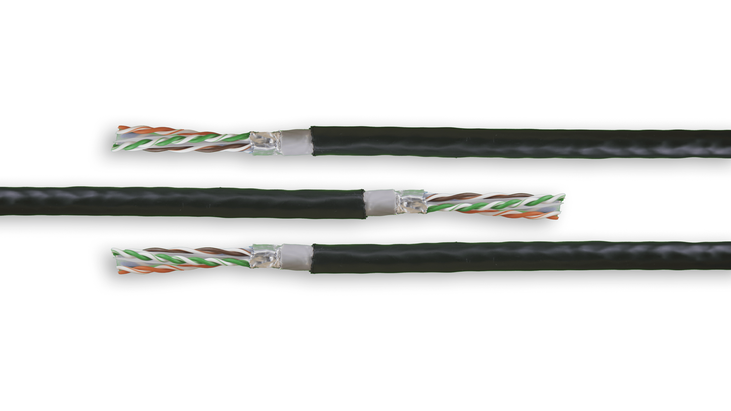 Acconet CAT6 UV Outdoor Ethernet Cable 100m Black Solid Core SF/TP Pull Box | CAT6U-100-SC